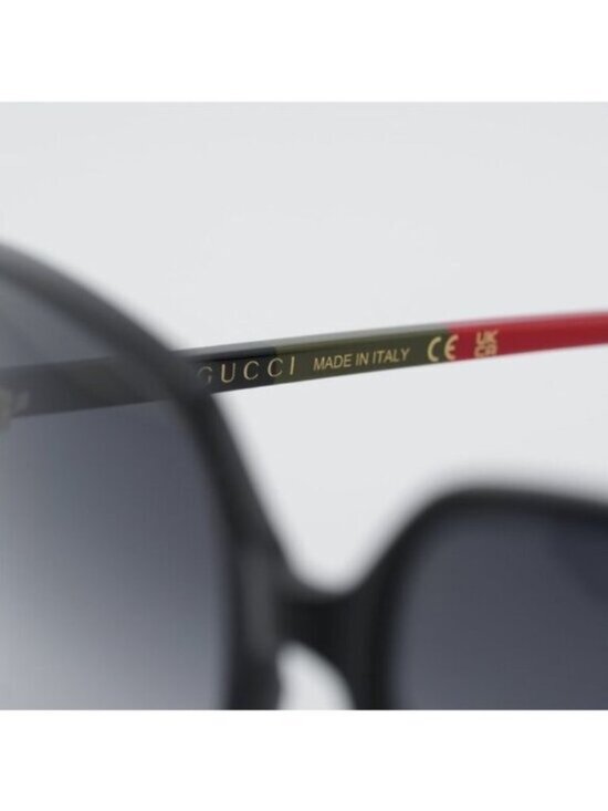 Gucci GG0544S 007 Sunglasses Shiny Black Square Frame, Grey Gradient Lenses